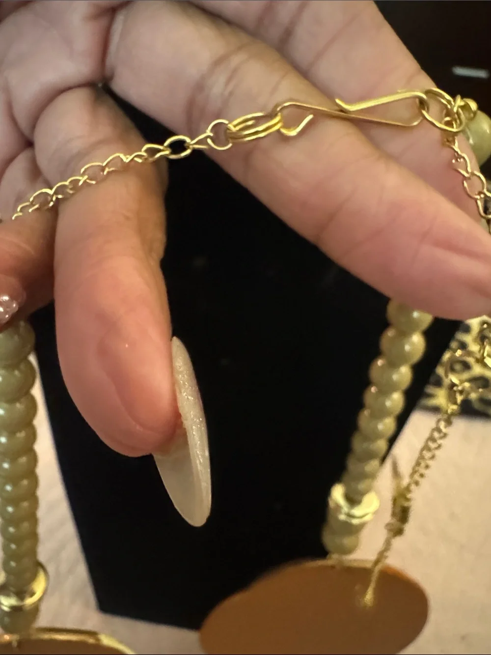 Beige & Gold Snake Statement Necklace -